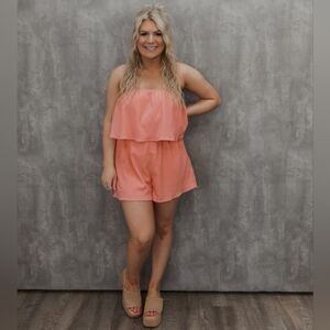 🍑NWT Heyson "Cora Romper" Peach🍑 ✨️Straps Defect = Remove 'em👍🏻 LOL • Medium